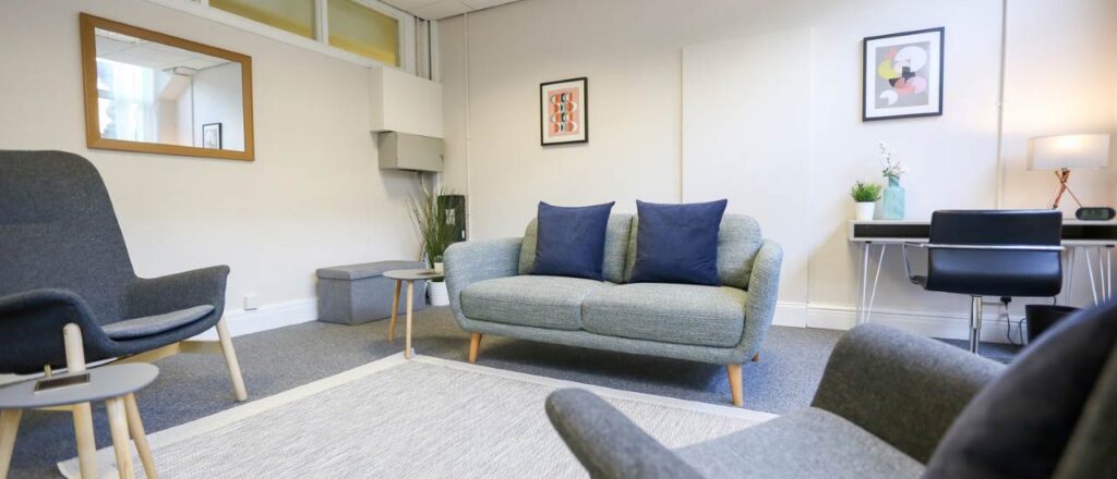 Hypnotherapy room at Discover Hypnosis in Manchester